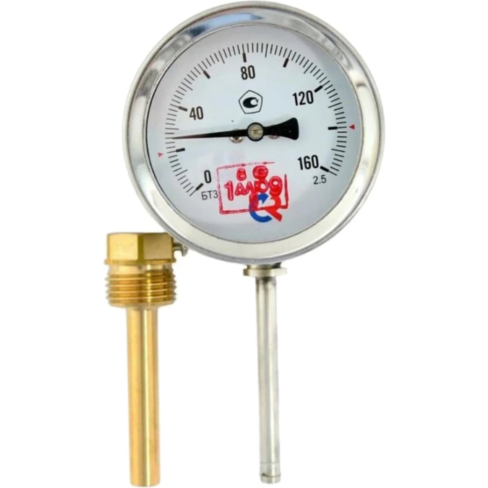 Изображение товара Термометр радиальный Росма БТ-32.211 0-160°C класс 2.5 латунь G1/2