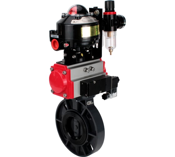 Изображение товара Затвор DN.ru НПВХ-НПВХ-E-2W-Fb-ISO Дн200 Ру10 пневмопривод, пневмораспр., БКВ, БПВ D050-83343