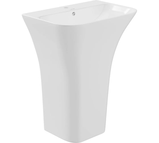 Изображение товара Умывальник-моноблок прямоугольный WAVE ELITE2, 650×450×835 мм (ш×г×в), с хромированным переливом, белый 557858
