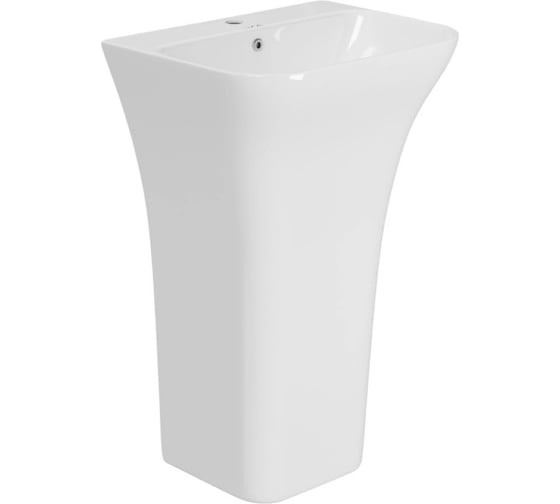 Изображение товара Умывальник-моноблок прямоугольный WAVE ELITE1, 550×435×835 мм (ш×г×в), с хромированным переливом, белый 557857