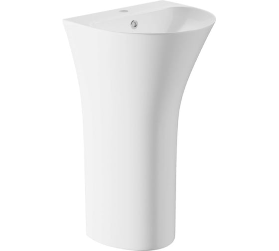 Изображение товара Умывальник-моноблок овальный WAVE ROYAL, 480×420×835 мм (ш×г×в), с хромированным переливом, белый 557861