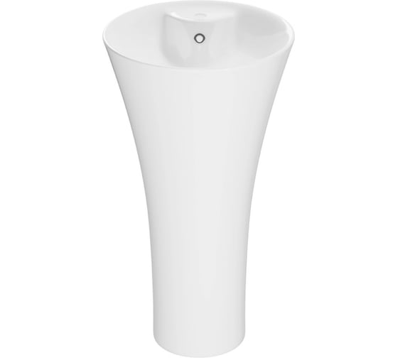 Изображение товара Умывальник-моноблок круглый WAVE GRAND, 455×455×870 мм (ш×г×в), с хромированным переливом, белый 557860