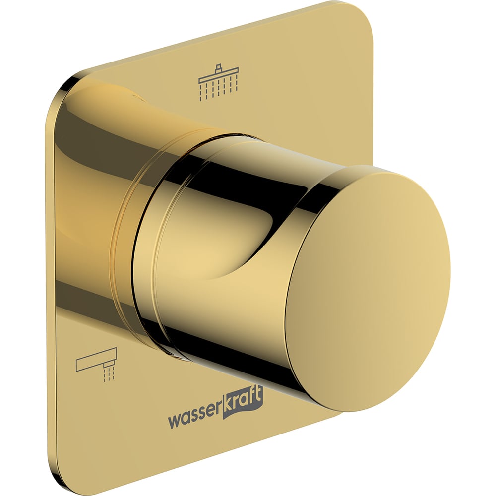 Изображение товара Переключатель WasserKRAFT A278 на 3 выхода глянцевое золото латунь