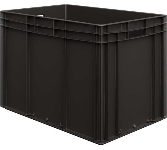Изображение товара Пластиковый ящик (евроконтейнер) Дигрус 600х400х420 черный, с гладким дном, с ручками ЯС-EC6442.1-Ч/Д