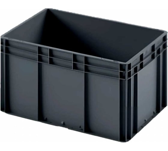 Изображение товара Пластиковый ящик (евроконтейнер) Дигрус 600х400х320 черный, с гладким дном ЯС-EC6432.2-Ч/Д
