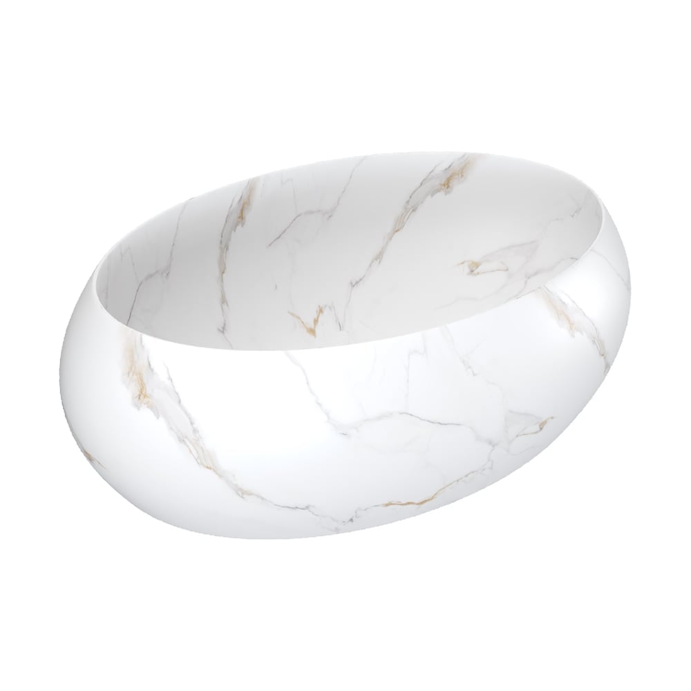 Изображение товара Раковина накладная для ванной Teymi Laina 48 белый мрамор овальная стиль современный