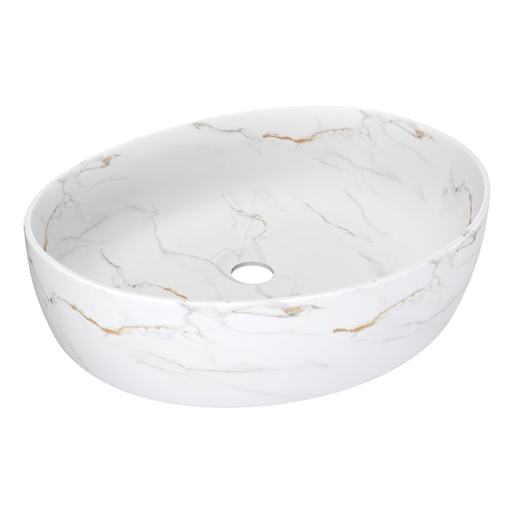 Изображение товара Раковина накладная для ванной Teymi Valma 50 белый мрамор 500х380 мм