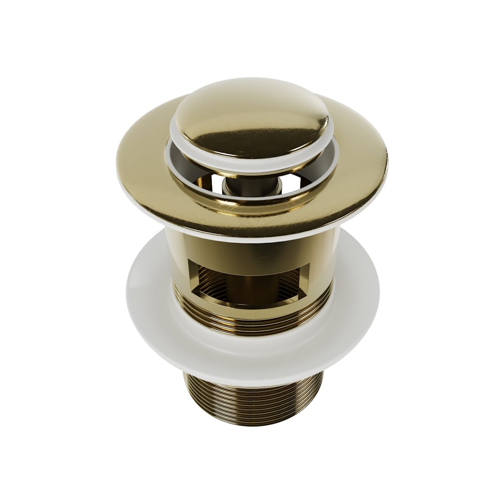 Изображение товара Клапан донный для раковины с переливом Teymi Ritta, золото глянцевое, диаметр 38 мм