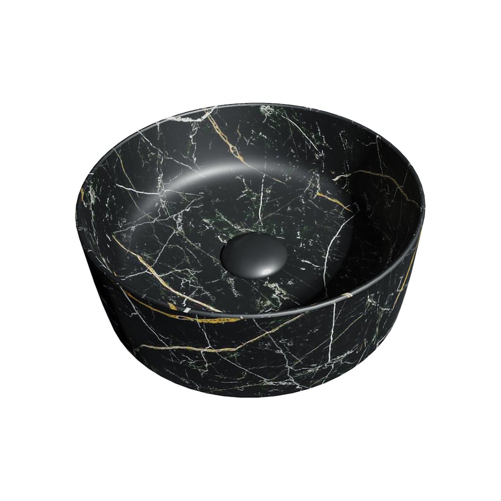 Изображение товара Раковина накладная круглая Teymi Lina D41 черный мрамор санфарфор