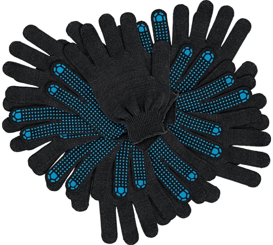 Изображение товара Перчатки трикотажные СИБРТЕХ х/б, 200 пар, ПВХ точка, 4 нити, 10 класс 68204