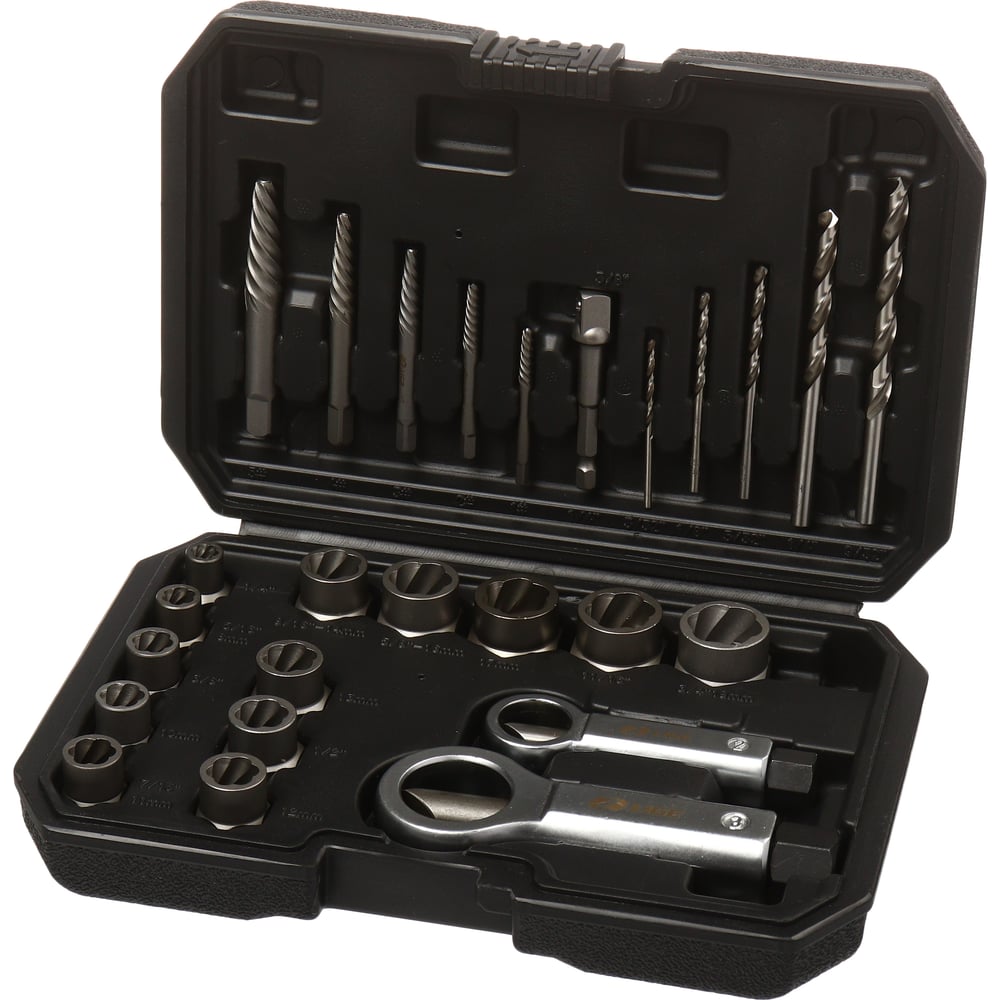 Изображение товара Набор экстракторов и гайкорубов для резьбы болтов и гаек LIGE 26 предметов в кейсе