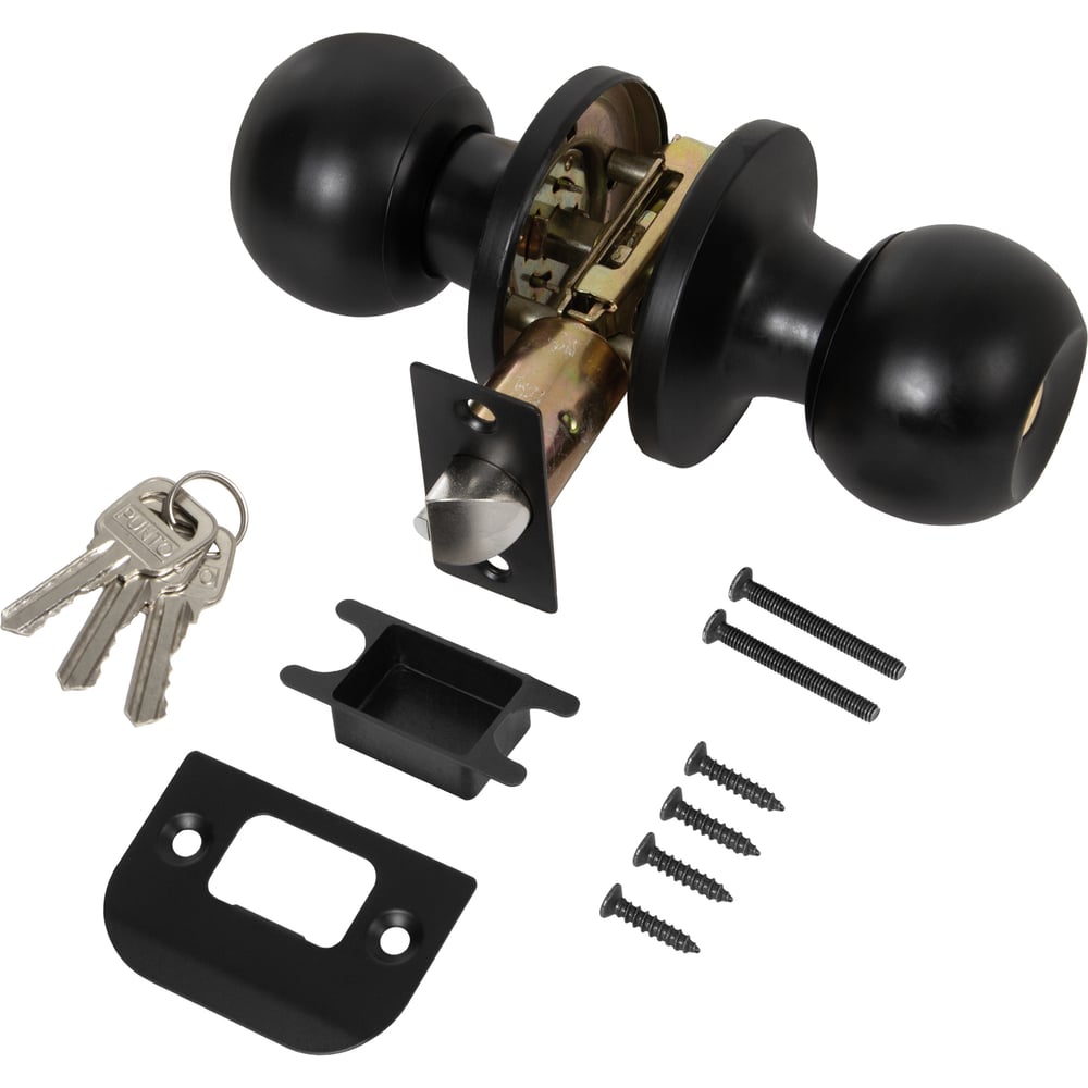 Изображение товара Ручка защелка PUNTO DK672/BL BL-ET черная межкомнатная с замком и фиксатором