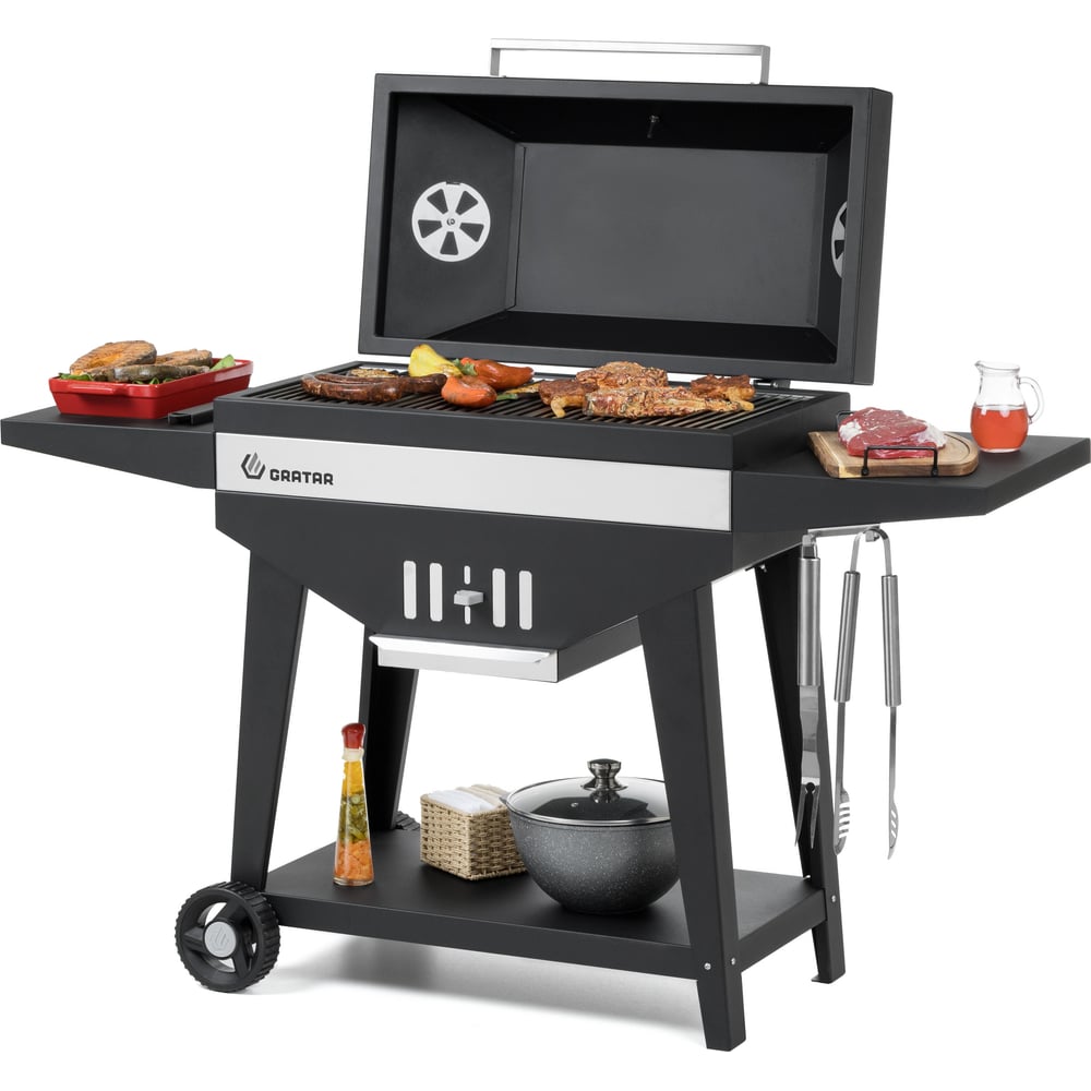 Изображение товара Угольный гриль барбекю GRATAR Master GM-720 с колесами и столиком