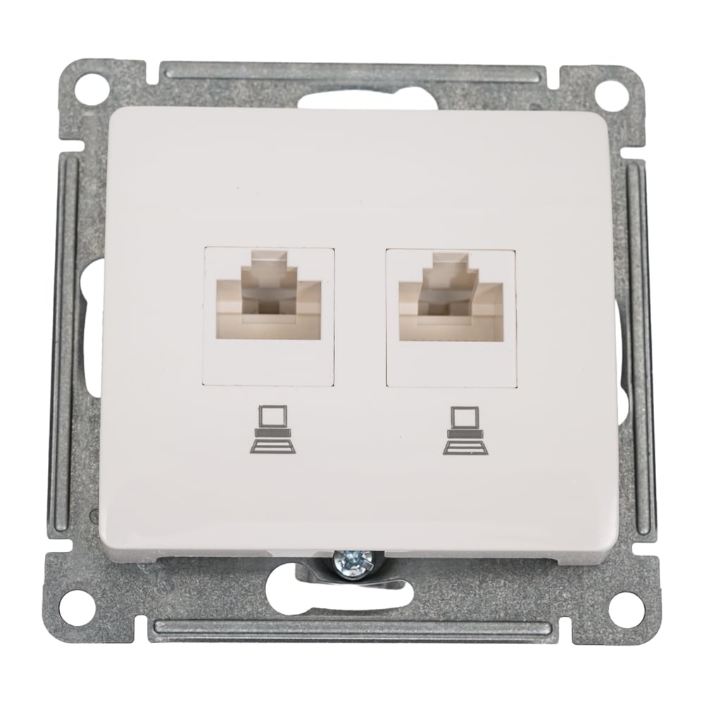 Изображение товара Компьютерная розетка Systeme Electric Glossa Молочная категория 5е RJ45+RJ45