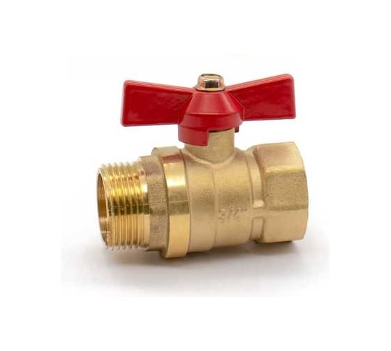 Изображение товара Кран шаровой Doron 3/4", внутр-нар, бабочка, гайка-штуцер 8420