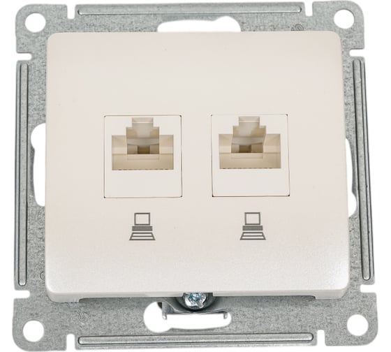 Изображение товара Компьютерная розетка Systeme Electric Glossa Перламутр 2-ая RJ45+RJ45, кат.5E SE GSL000685KK