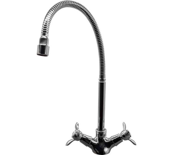 Изображение товара Смеситель для кухни Doron DC 1817-N, 1/2", керамика, хром, излив гибкий гофрированный, под гайку 025130