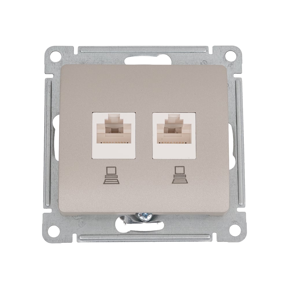 Изображение товара Компьютерная розетка Systeme Electric Glossa Платина RJ45+RJ45 категория 5E встроенная