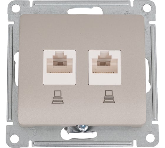 Изображение товара Компьютерная розетка Systeme Electric Glossa Платина 2-ая RJ45+RJ45, кат.5E SE GSL001285KK