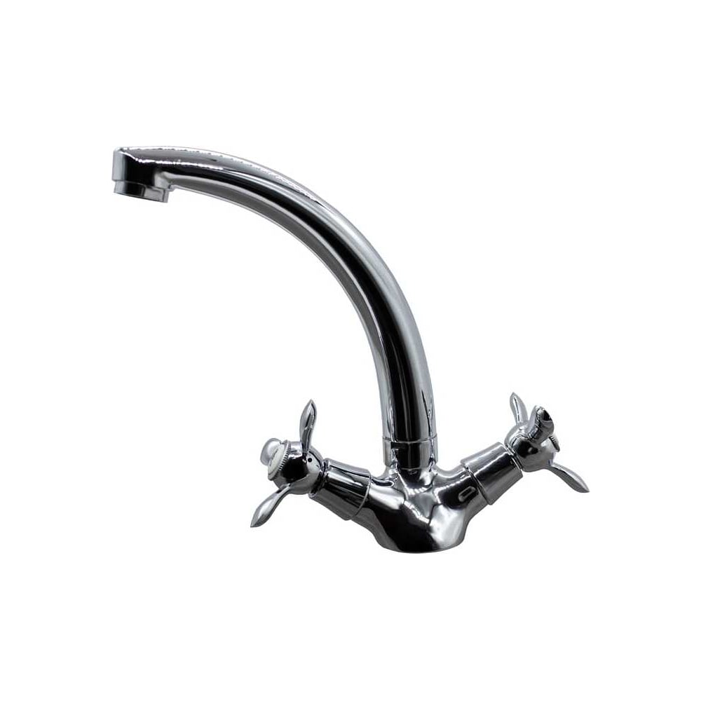 Изображение товара Современный двухрычажный смеситель для кухни Doron DC 1917-N с поворотным изливом и хромированным п