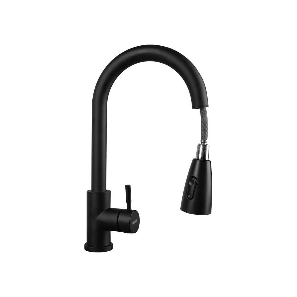 Изображение товара Смеситель для кухни Doron DC 21157B-N с высоким изливом и гибким выдвижным спуском