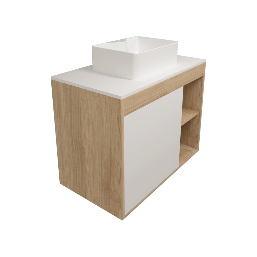 Изображение товара Подвесная тумба с раковиной Teymi Nura 80 см белый корпус МДФ санфарфор