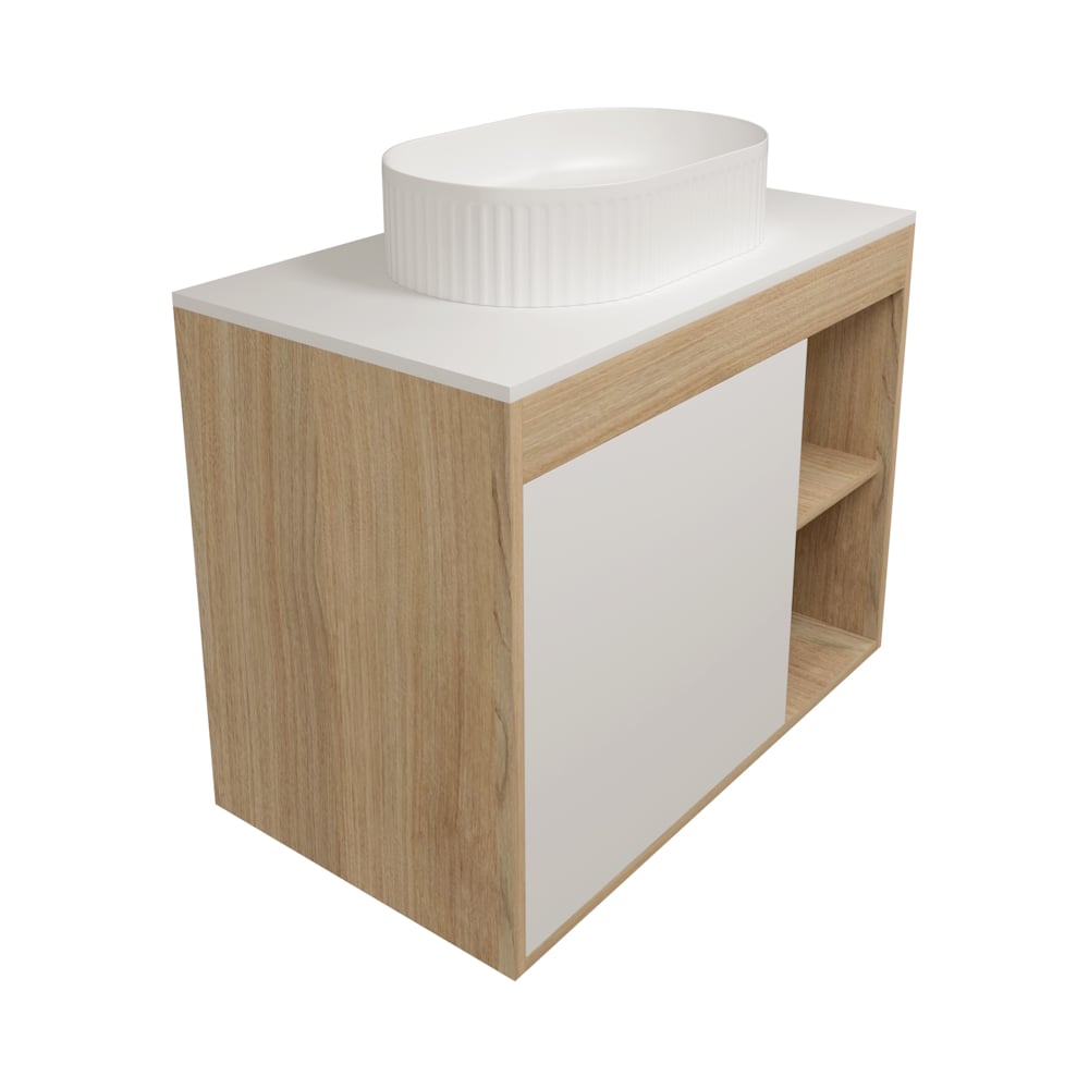 Изображение товара Тумба подвесная с раковиной Teymi Nura, 80 см, белый корпус и раковина