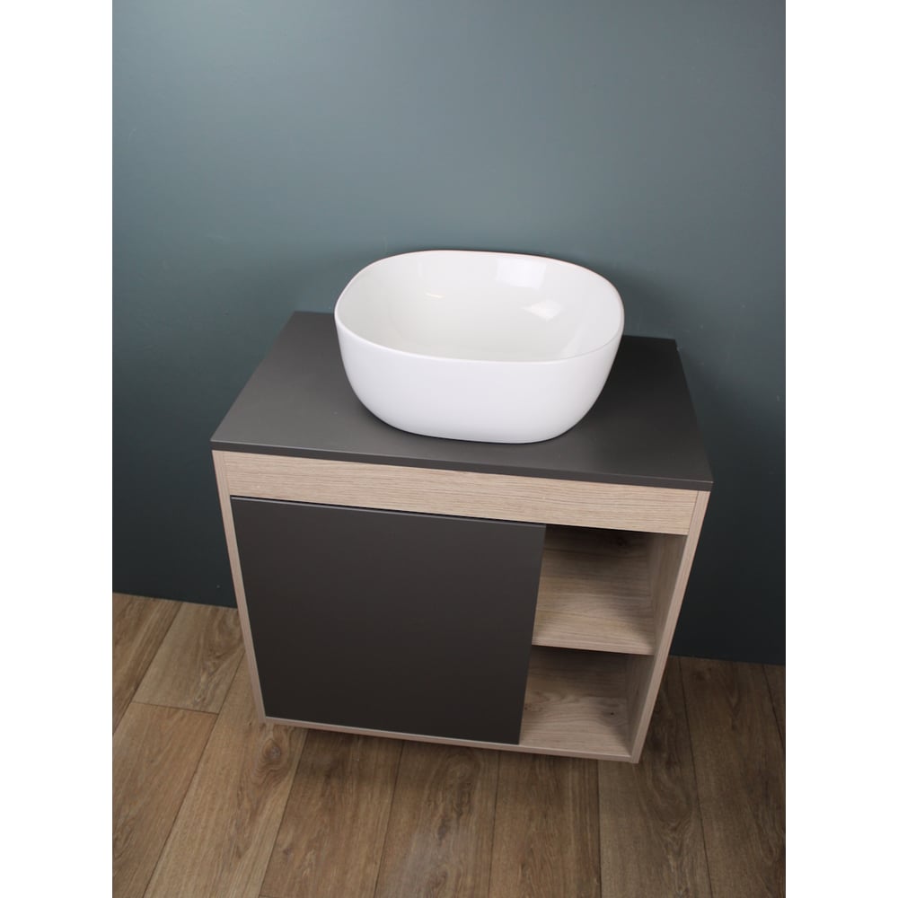 Изображение товара Тумба подвесная с раковиной Nura от Teymi 80 см светлое дерево