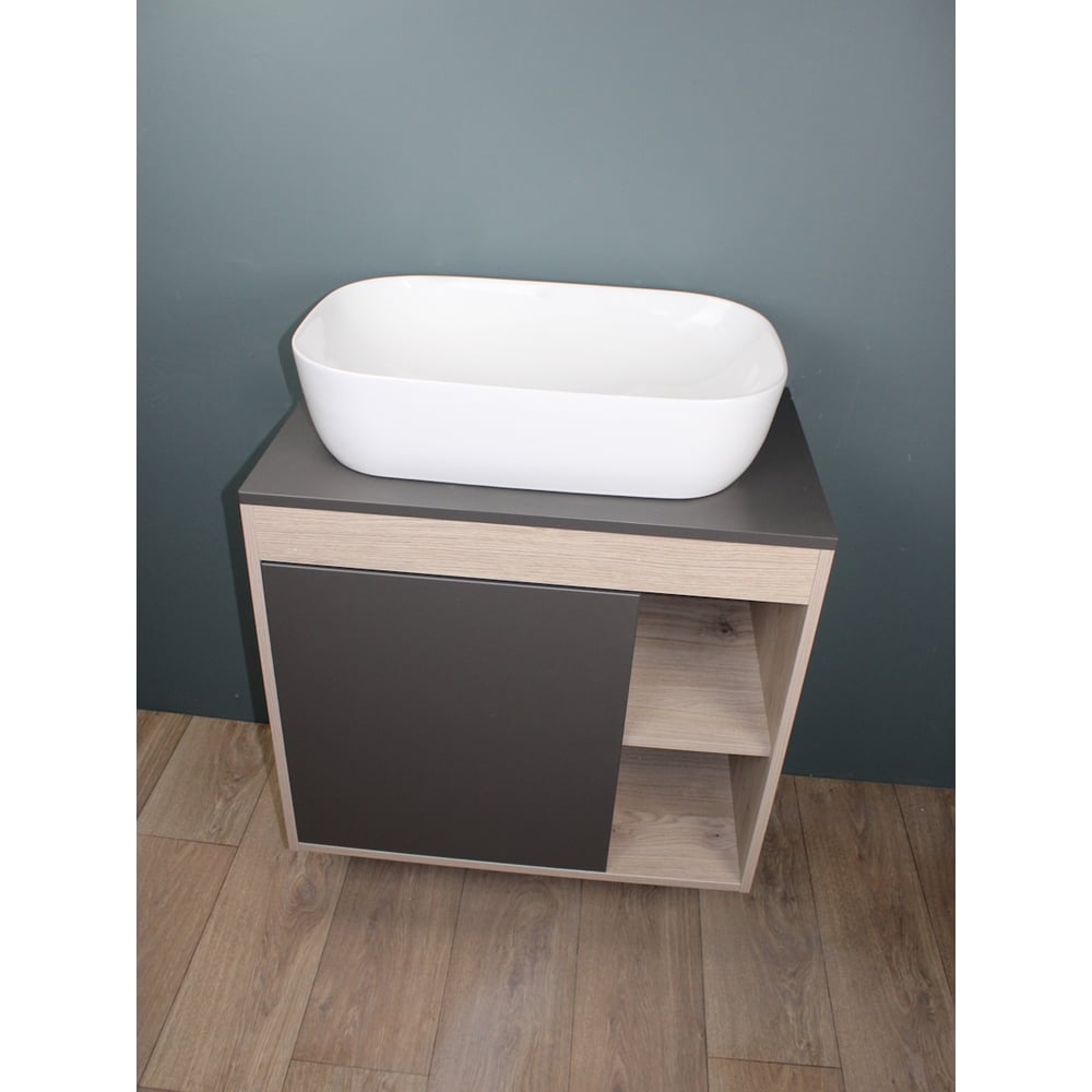 Изображение товара Тумба подвесная с раковиной Teymi Nura 80 см светлое дерево белая раковина Изображение товара Тумба подвесная с раковиной Teymi Nura 80 см светлое дерево белая раковина