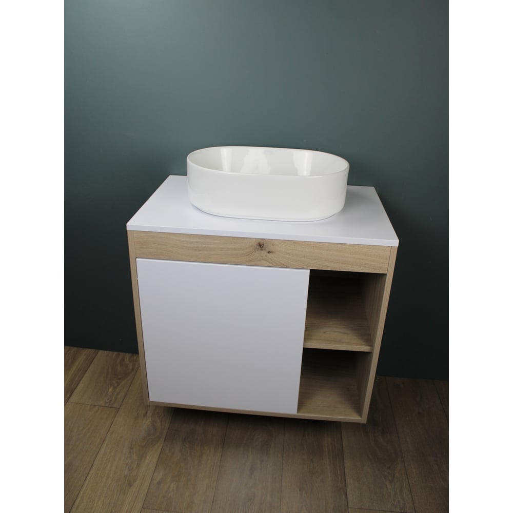 Изображение товара Подвесная тумба с раковиной Teymi Nura 80 см белая стиль лофт современный