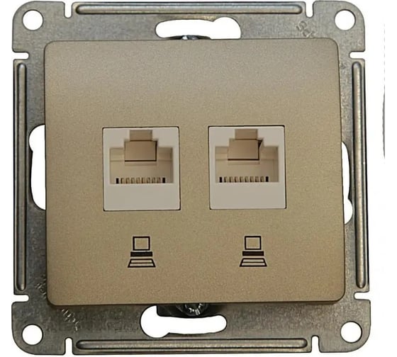 Изображение товара Компьютерная розетка Systeme Electric Glossa Титан 2-ая RJ45+RJ45, кат.5E SE GSL000485KK