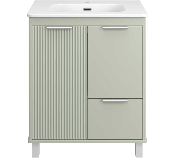 Изображение товара Тумба напольная Brevita RISACCA pistachio - 70, 2 двери, 1 ящик, матовая эмаль + раковина УТ000026419