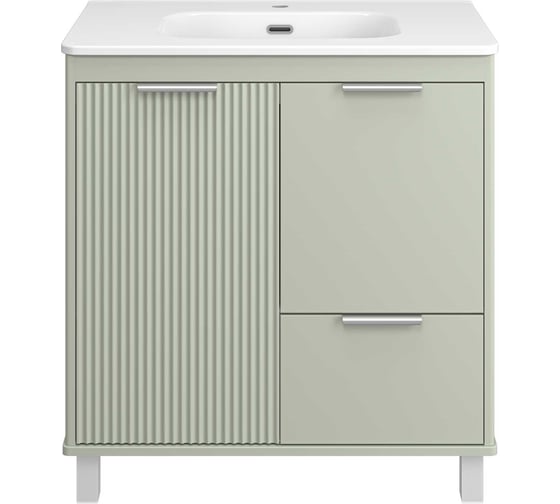 Изображение товара Тумба напольная Brevita RISACCA pistachio - 80, 2 двери, 1 ящик, матовая эмаль + раковина УТ000026420