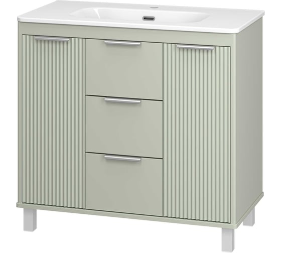 Изображение товара Тумба напольная Brevita RISACCA pistachio - 90, 2 двери, 1 ящик, матовая эмаль + раковина УТ000026421