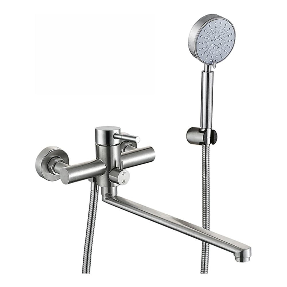 Изображение товара Современный смеситель для ванны Антей шаровый с душем из нержавеющей стали