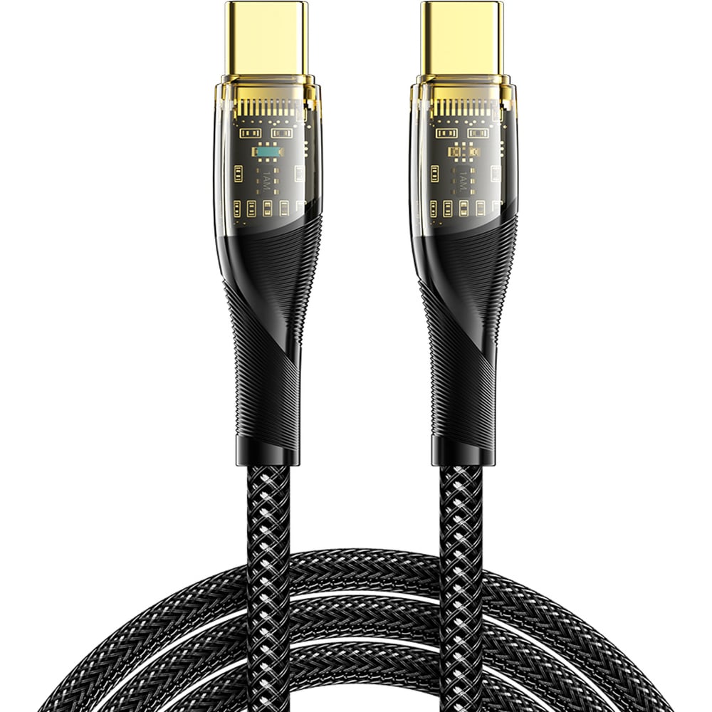 Изображение товара Кабель REXANT Type-C - Type-C 5А 100Вт 1м нейлоновая оплетка черный Световая индикация