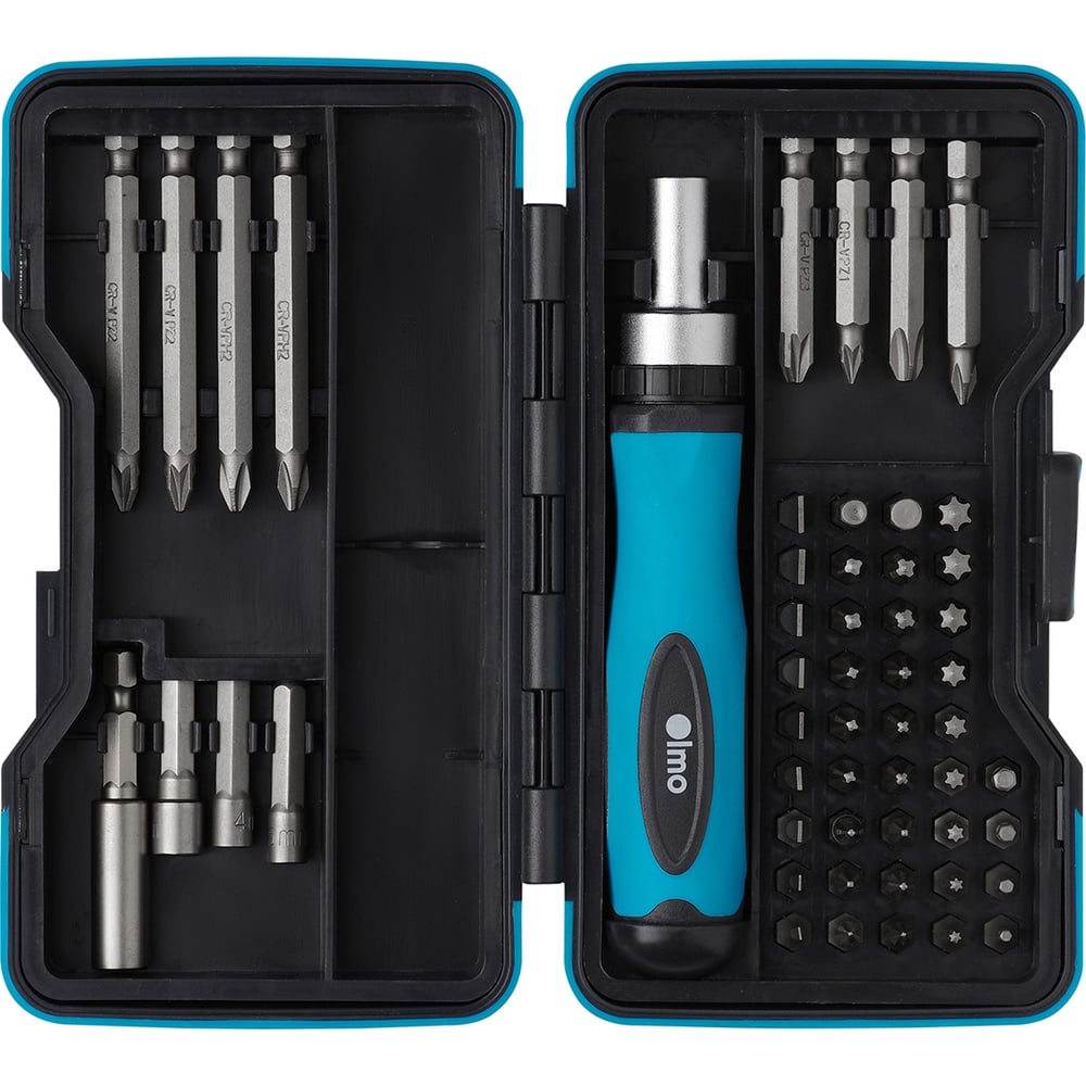 Изображение товара Комплект бит и трещоток Olmo 53 предмета CrV кейс для бытовых работ