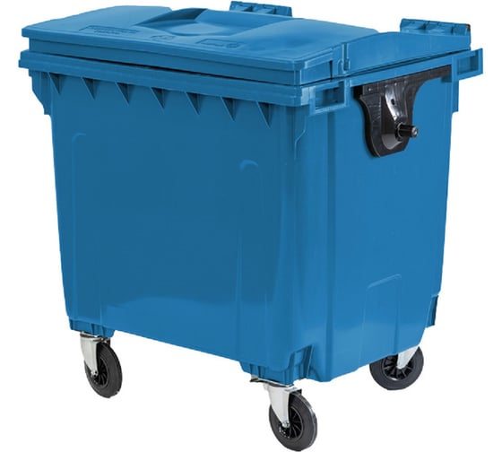 Изображение товара Мусорный контейнер Тара.ру полимерный, 1100л. (R), на колёсах, в сборе, синий 40853