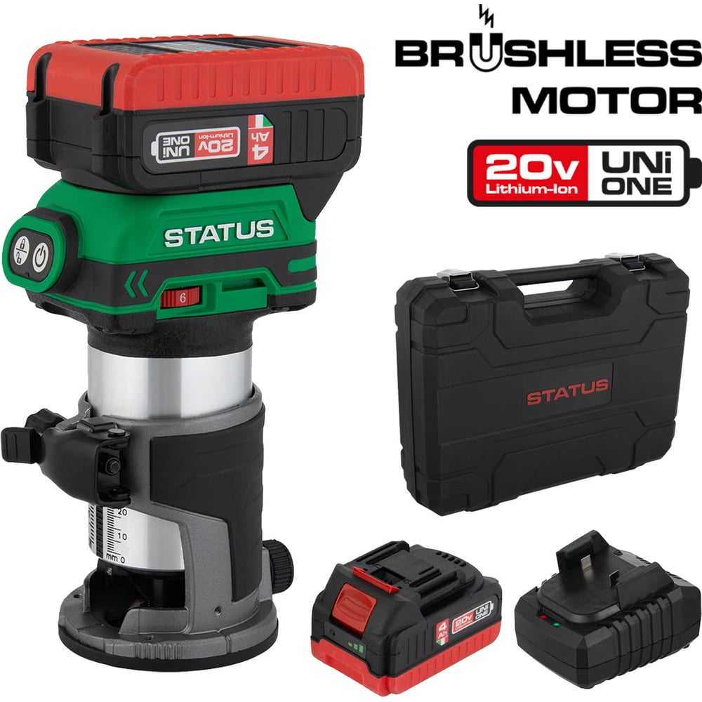 Изображение товара Аккумуляторный кромочный фрезер STATUS RH-750BL с регулируемыми оборотами