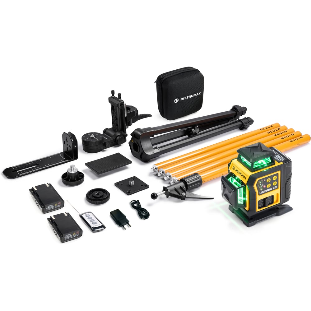 Изображение товара Профессиональный лазерный уровень INSTRUMAX LINEPRO 4D BAZA Set с штативом и пультом