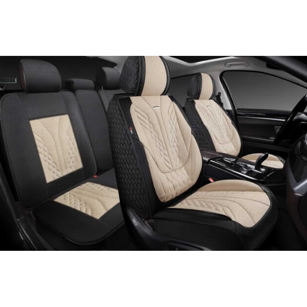 Изображение товара Комплект накидок для автомобиля 5D PSV Mezon Len Черно-Бежевый универсальный