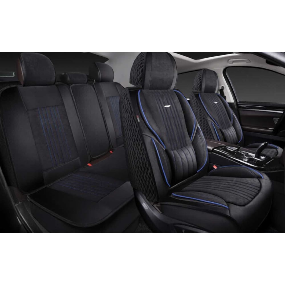 Изображение товара Накидки 5D PSV Integra Alcantara Черный/Отстрочка Синяя универсальный комплект