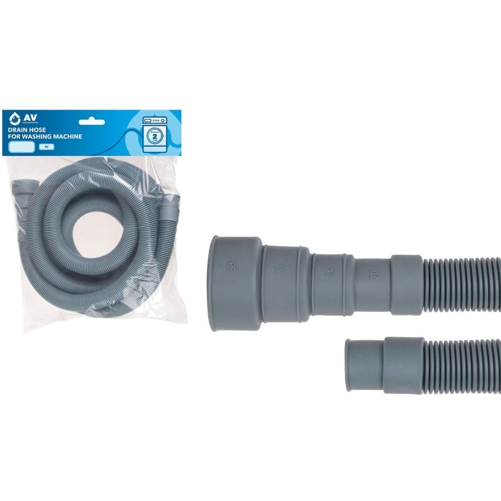 Изображение товара Шланг сливной для стиральной машины AV Engineering 4 м пластиковый