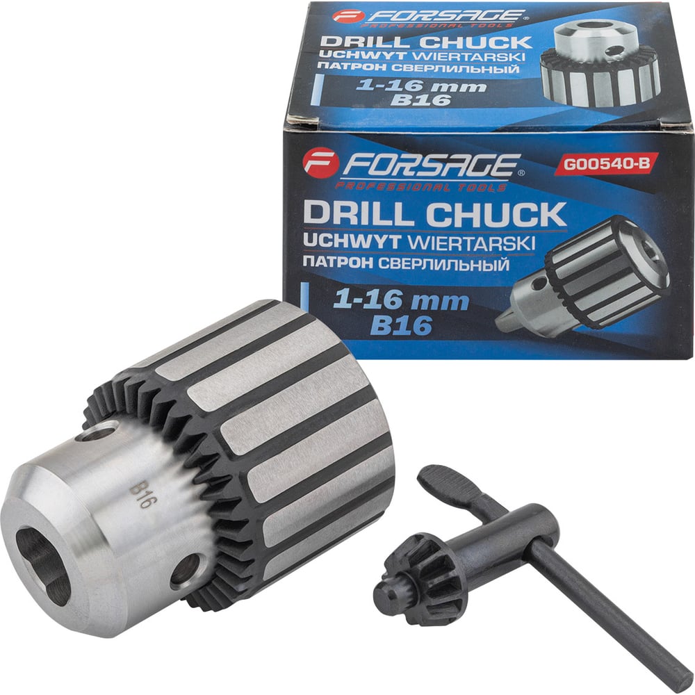 Изображение товара Цанговый патрон Forsage для дрели 1-16 мм B16 ключевой