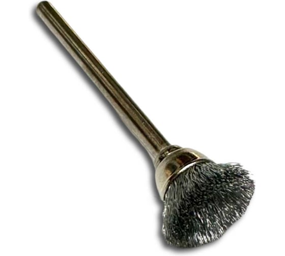 Изображение товара Щетка концевая гофрированная миниатюрная чашка Lessmann 15х5, сталь 0.10мм, хвостовик 3мм 430222