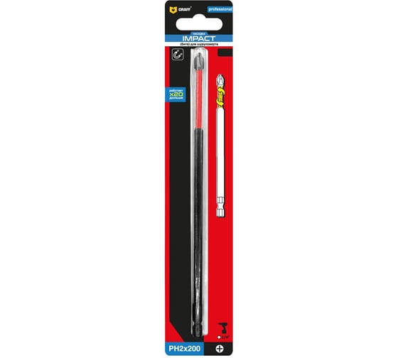 Изображение товара Бита GRAFF Impact PH2, 200 мм, 1 шт в блистере, Expert 502200
