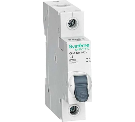 Изображение товара Автоматический выключатель Systeme Electric City9 Set C 3A 1P 6kA C9F36103