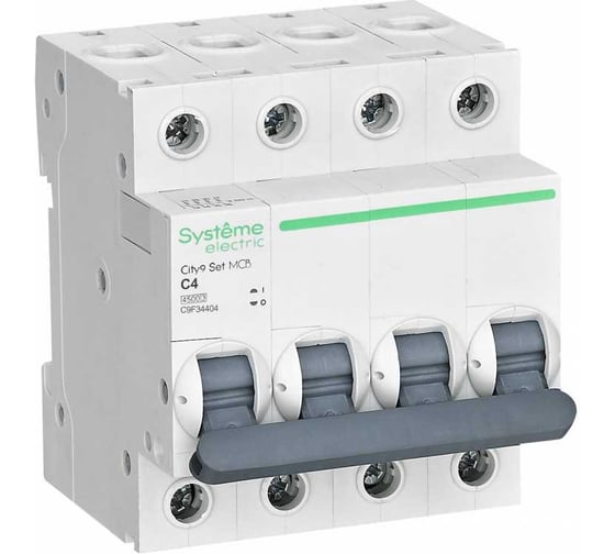 Изображение товара Автоматический выключатель Systeme Electric City9 Set C 4A 4P 4,5kA C9F34404