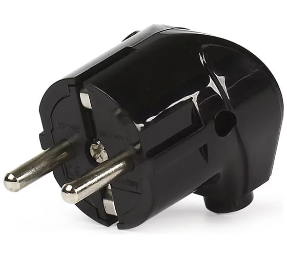 Изображение товара Угловая вилка Smartbuy с заземлением, черная, 16А, 250В SBE-16-P02-b