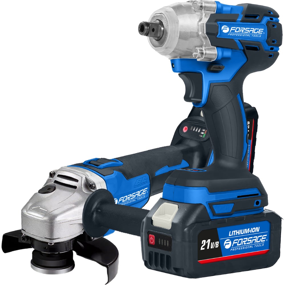 Изображение товара Набор аккумуляторных инструментов Forsage шуруповерт и углошлифовальная машина 21 В